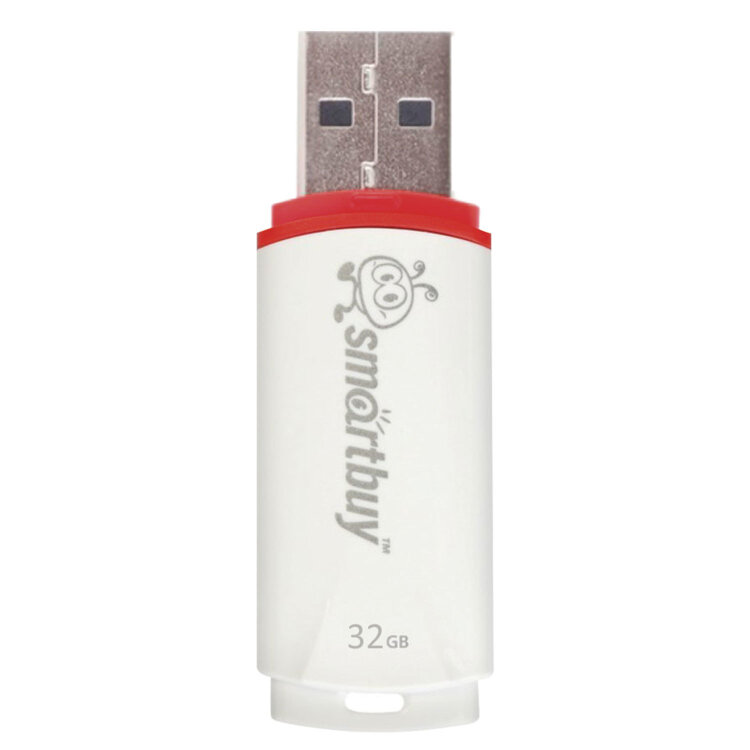 Флеш-диск 32 GB, SMARTBUY Crown, USB 2.0, белый, SB32GBCRW-W, 512185