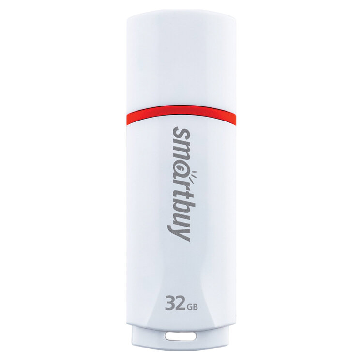 Флеш-диск 32 GB, SMARTBUY Crown, USB 2.0, белый, SB32GBCRW-W, 512185