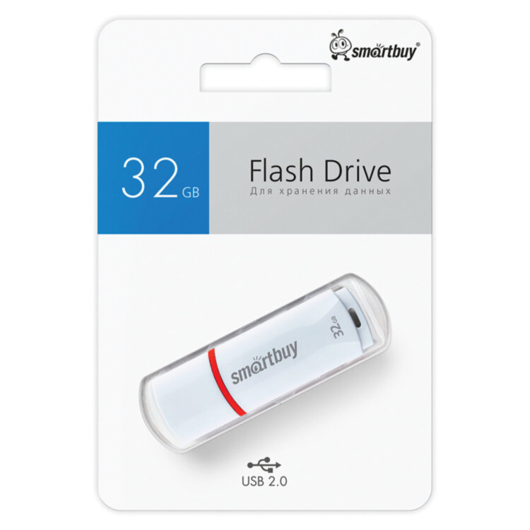 Флеш-диск 32 GB, SMARTBUY Crown, USB 2.0, белый, SB32GBCRW-W, 512185