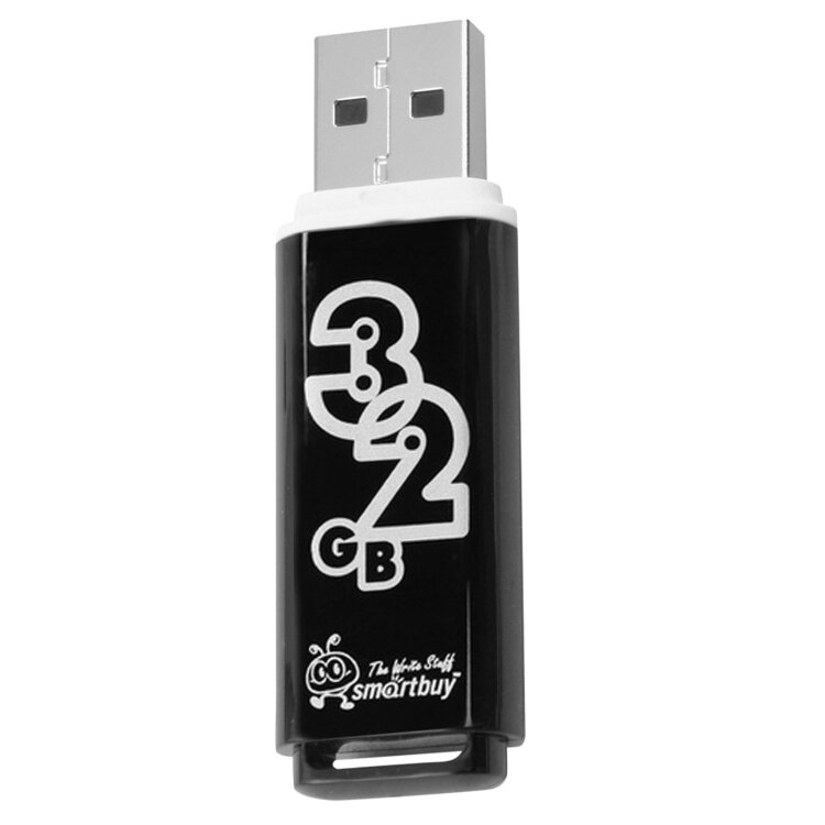 Флеш-диск 32 GB, SMARTBUY Glossy, USB 2.0, черный, SB32GBGS-K, 512776