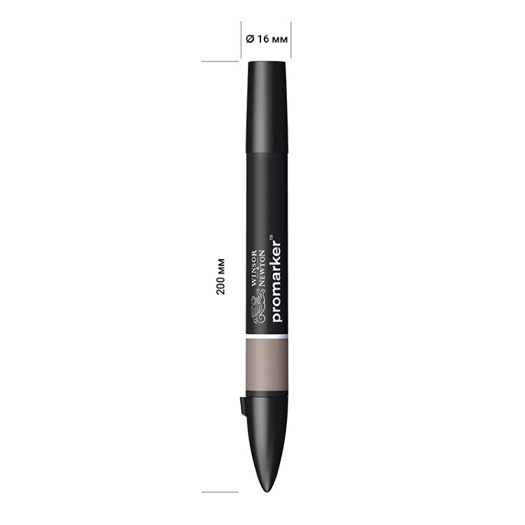 Маркер художественный двухсторонний Winsor&Newton "Pro", пулевидный/скошенный, 2мм/7мм, серый теплый тон 4, 316060rf