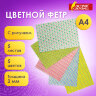 Цветной фетр для творчества, А4, ОСТРОВ СОКРОВИЩ, с рисунком, 5 листов, 5 цветов, толщина 2 мм, "Геометрия", 660652, 660652