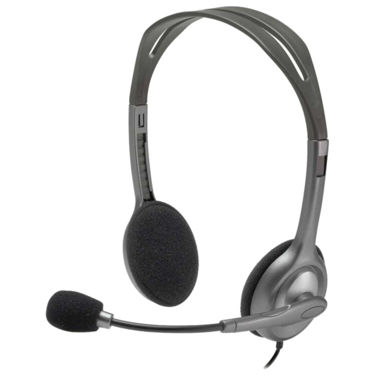 Наушники с микрофоном (гарнитура) LOGITECH H110, проводная, компьютерная, 1,83 м, стерео, 2 x mini jack 3,5 мм, черная, 511384