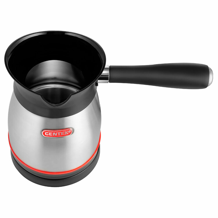 Турка электрическая CENTEK CT-1080, 0,5 л, 480 Вт, механическое управление, с крышкой, стальная, CT-1080 SS, 457625