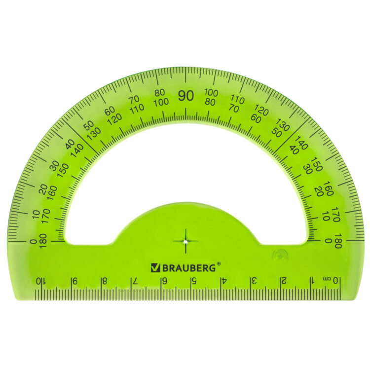 Транспортир 10 см BRAUBERG "FRUITY", 180 градусов, пластик, тонированный, ассорти, 210768, 210768