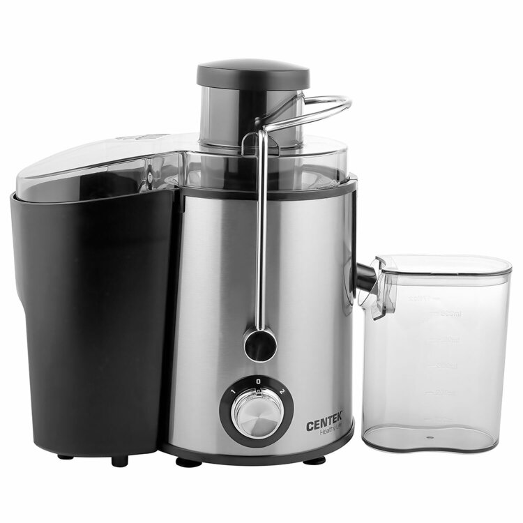 Соковыжималка CENTEK CT-1209, 600 Вт, стакан 0,5 л, емкость для жмыха 1,5 л, металл, сталь/черный, 457604