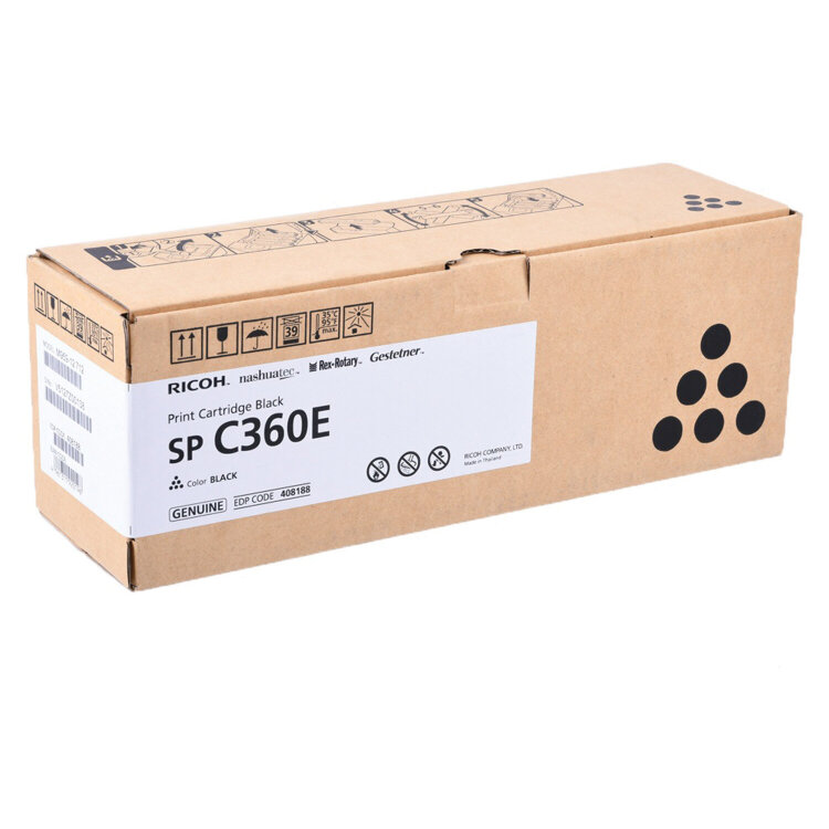 Тонер-картридж лазерный RICOH (SP C360E) SP C360/C361, черный, оригинальный, ресурс 2000 стр., 408188, 363031