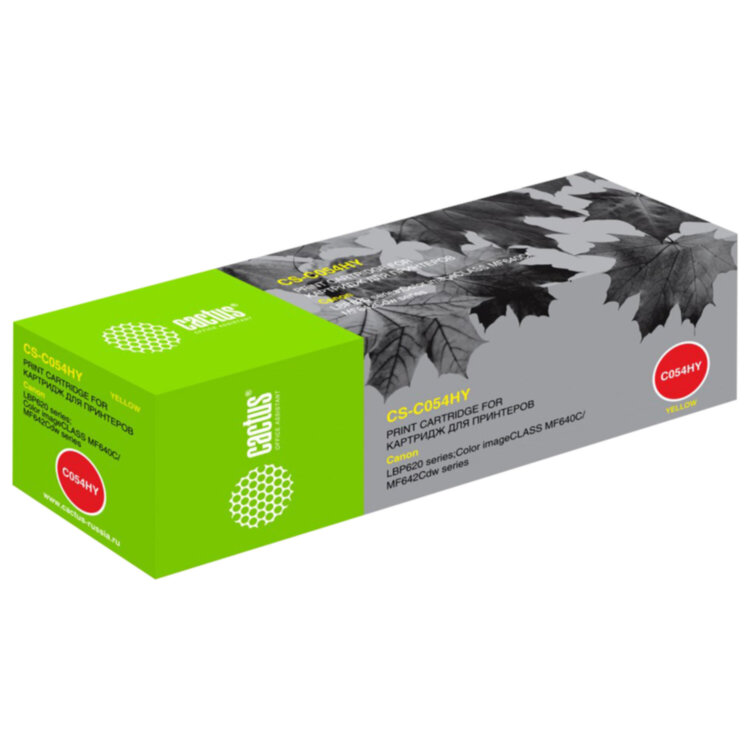 Картридж лазерный CACTUS (CS-C054HY) для Canon LBP 621/623, MF 641/643/645, желтый, ресурс 2300 страниц, 363776