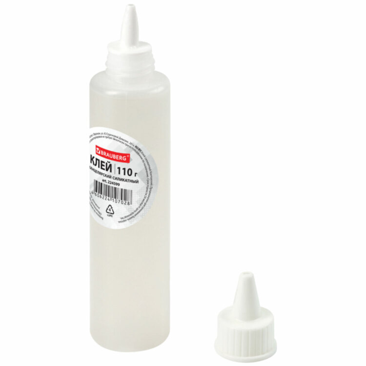 Клей канцелярский силикатный BRAUBERG "Classic" (для бумаги, картона) 110 г, 224599, 224599