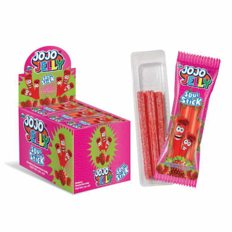 Кислые трубочки JOJO JELLY "Жевательный мармелад" со вкусом клубники, 20 г, КОНФИТОЙ, КТ94680, 24 штук, 624143