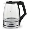Чайник электрический SONNEN KT-1807, 1,8 л, 2200 Вт, термостойкое стекло, внутренняя подсветка синяя, нержавеющая сталь, 455140, 455140