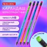 Карандаш чернографитный с ластиком BRAUBERG "GRADE Metallic", 1 шт., HB, трехгранный, 182000, 72 штук, 182000