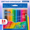 Карандаши цветные BRAUBERG, 24 цвета, цветной корпус, ПВХ-бокс, шестигранные, 182068, 182068