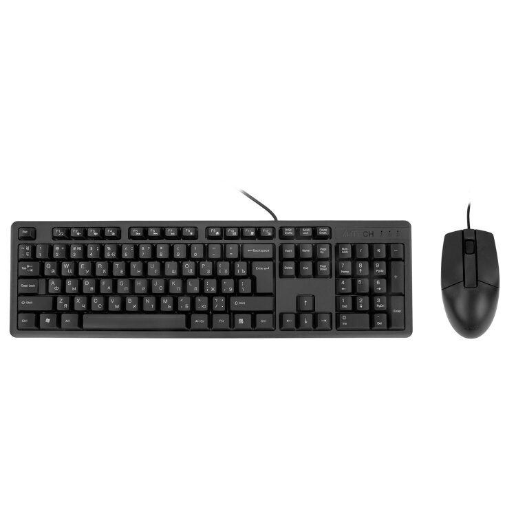 Набор проводной A4TECH KK-3330, USB, клавиатура 104 клавиши, мышь 2 кнопки + 1 кнопка-колесо, черная, 1530249, 513929