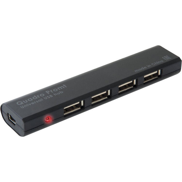 Хаб USB 2.0, 4 порта, черный, DEFENDER QUADRO PROMT, 83200, 512028