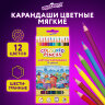 Карандаши цветные ЮНЛАНДИЯ "ДОМИКИ", 12 цветов, шестигранные, грифель 3 мм, 181836, 181836