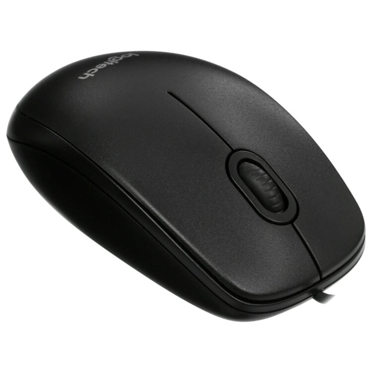 Мышь проводная LOGITECH B100, USB, 2 кнопки + 1 колесо-кнопка, оптическая, черная, 511461