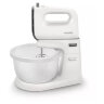 Миксер PHILIPS HR3745/00 на подставке 450 Вт, 5 скоростей, 2 венчика, 2 крюка для теста, чаша, белый, 456937