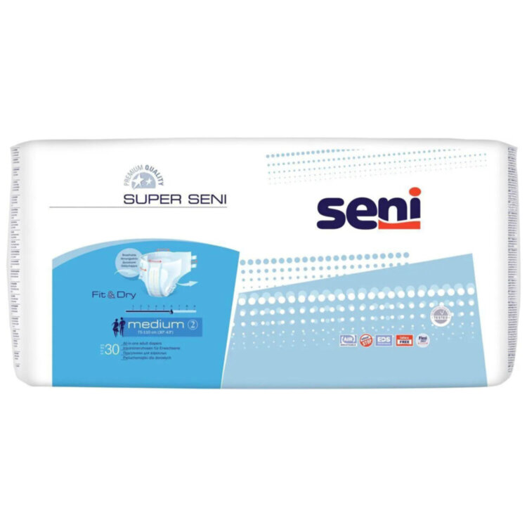 Подгузники для взрослых SUPER SENI Medium, КОМПЛЕКТ 30 шт., одноразовые, SE-094-ME30-JR1, 630977