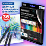 Карандаши цветные чёрное дерево BRAUBERG BLACK WOOD, 36 цветов, мягкий грифель 3 мм, 182042, 182042