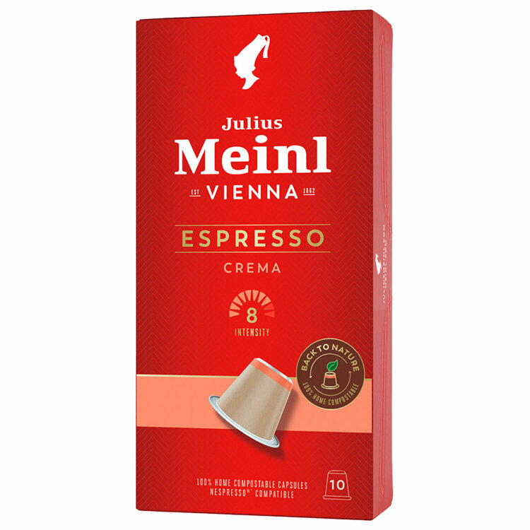 Кофе в капсулах JULIUS MEINL "Espresso Crema" для кофемашин Nespresso, 10 порций, ИТАЛИЯ, 94029, 622750