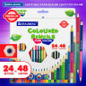 Карандаши цветные двусторонние BRAUBERG PREMIUM TWIN COLOUR, 24 штуки, 48 цветов, шестигранные, грифель 3,3 мм, натуральное дерево, 181875, 181875