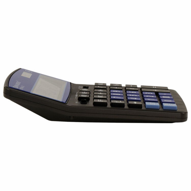 Калькулятор настольный BRAUBERG EXTRA-12-BKBU (206x155 мм), 12 разрядов, двойное питание, ЧЕРНО-СИНИЙ, 250472, 250472