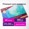 Папка для акварели/планшет, 300 г/м2, 270х390 мм, склейка, крупное зерно, 20 л., BRAUBERG ART PREMIERE, 113250, 113250