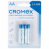 Батарейки алкалиновые "пальчиковые" КОМПЛЕКТ 2 шт., CROMEX (КРОМЕКС) Alkaline, АА (LR6, 15А), блистер, 457128, 457128