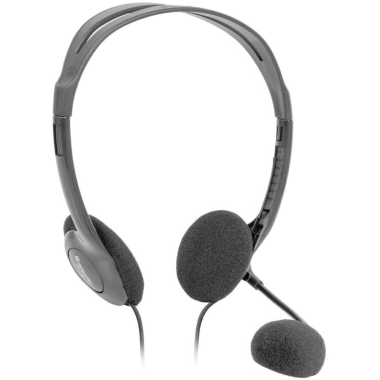 Наушники с микрофоном (гарнитура) DEFENDER AURA-102, проводные, 1,55 м, с оголовьем, черные, 63102, 510473