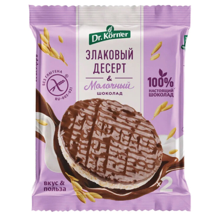 Злаковый десерт DR.KORNER рисовый в молочном шоколаде, 34 г, пакет, 601090236, 17 шт., 622846