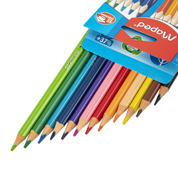 Карандаши цветные MAPED "COLOR PEP'S Strong", 12 цветов, трехгранные, грифель 3,2 мм, 862712, 181988
