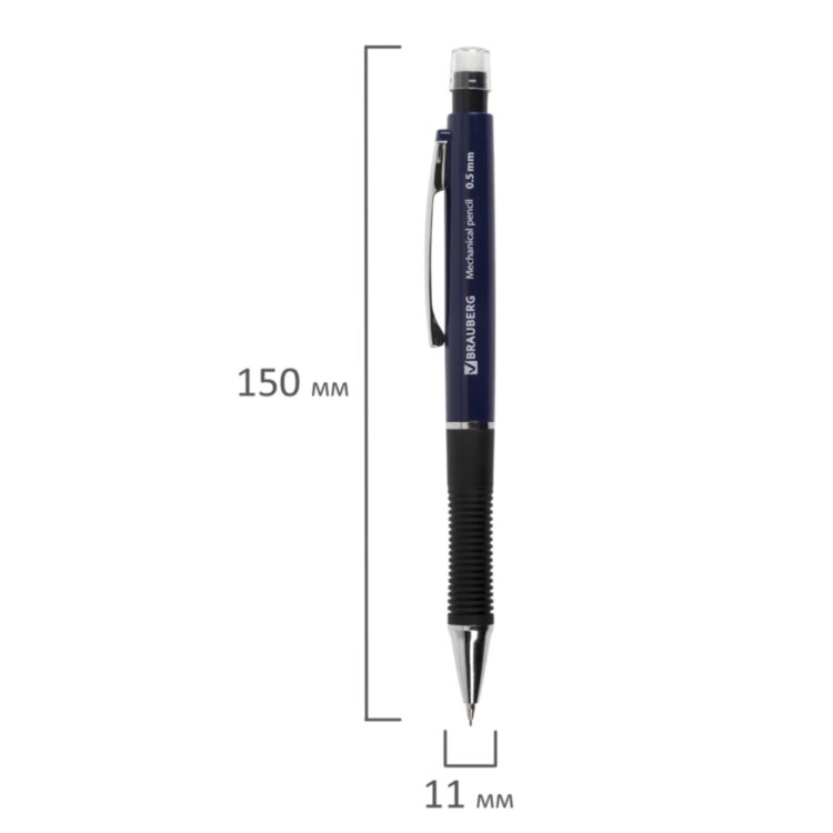Карандаш механический 0,5 мм + грифели HB 12 штук на блистере, BRAUBERG MODERN, 180335, 180335