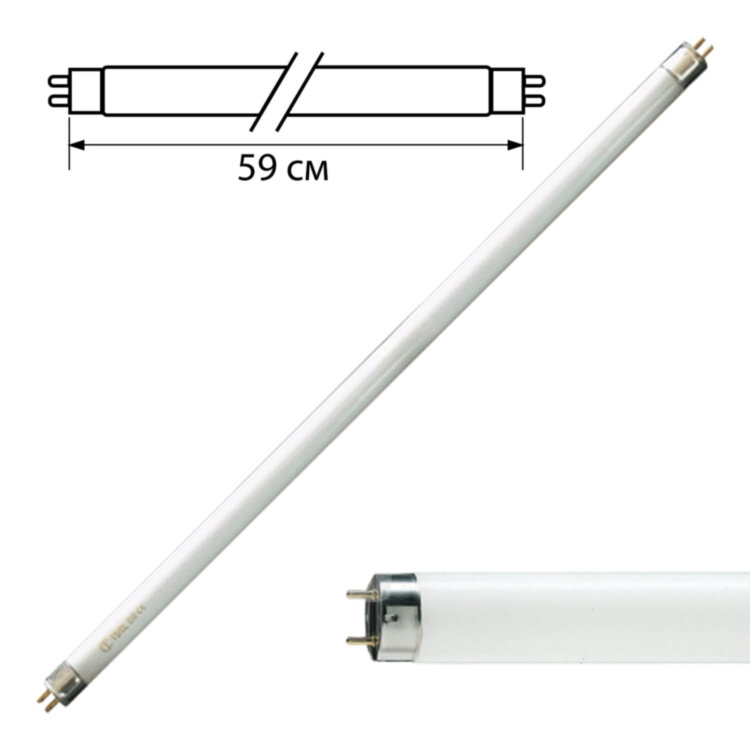 Лампа люминесцентная PHILIPS TL-D 18W/54-765, 18 Вт, цоколь G13, в виде трубки 59 см, холодный дневной свет, 450648