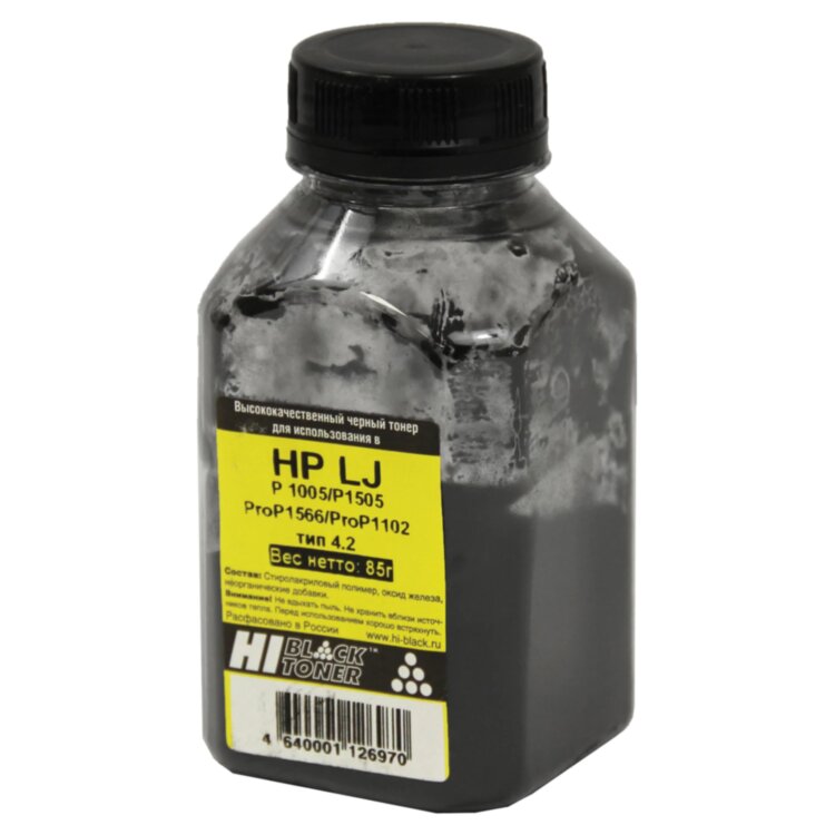 Тонер HI-BLACK для HP LJ P1005/1006/1102/1505/1566, фасовка 85 г, 2010408551, 361268