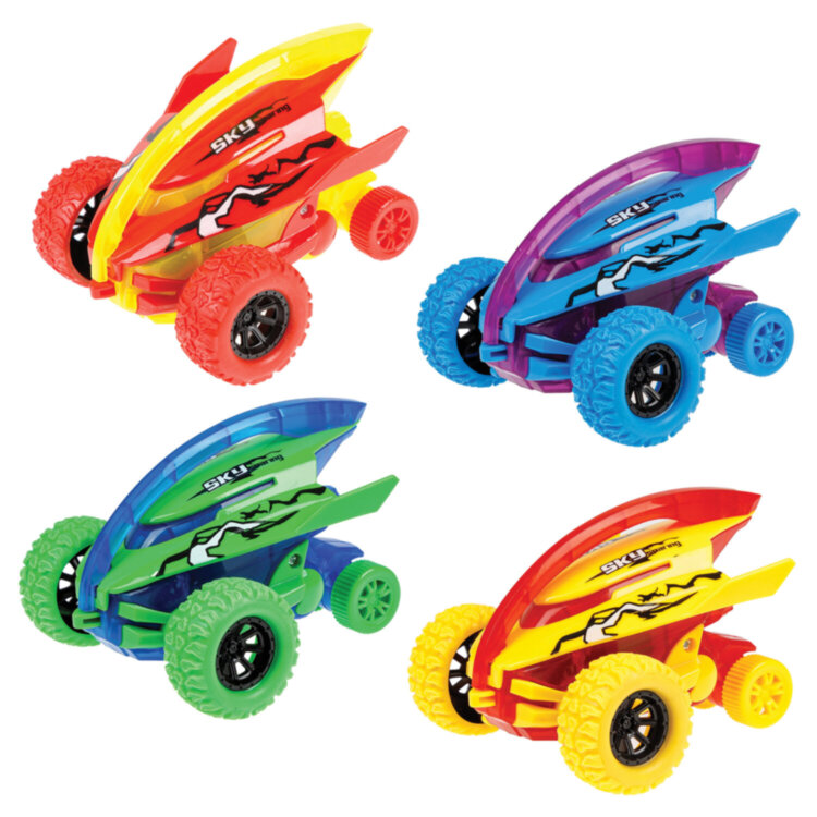 Машинка трюковая фрикционная "Драйв", АССОРТИ 4 вида, 1TOY, 12 штук, 665635