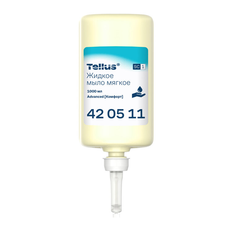 Картридж с жидким мылом одноразовый Tellus/TORK (Система S1) Advanced, 1 л, мягкое, 420511, 608891