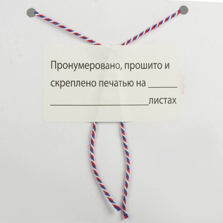 Этикетка самоклеящаяся "Пронумеровано, прошито и скреплено", 70х37 мм, 24 этикетки, 10 листов, 128833, 128833