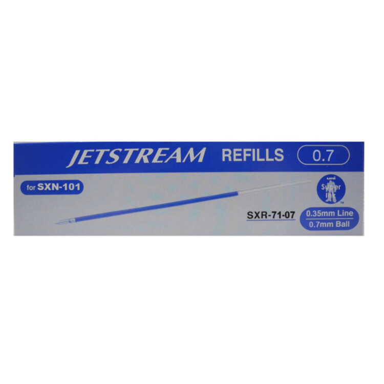 Стержень шариковый масляный UNI "JetStream", 121 мм, СИНИЙ, узел 0,7 мм, линия письма 0,35 мм, SXR-71-07 BLUE, 142600