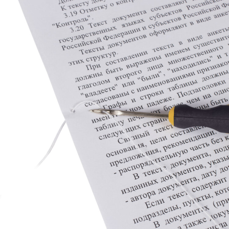 Набор для прошивки документов (шило с ушком, нить 60 м), в блистере, STAFF, 605383, 605383