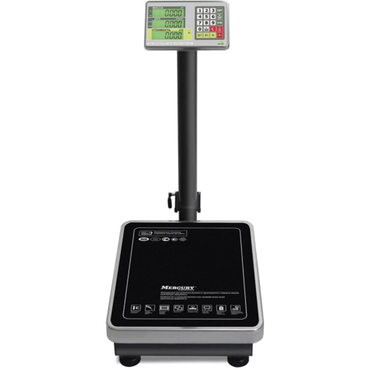 Весы напольные MERTECH M-ER 335ACL-150.20 LCD (0,4-150 кг) дискретность 20 г, платформа 600x460 мм, со стойкой, 3117, 290792