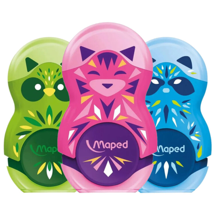 Точилка с ластиком MAPED "LOOPY Mini Cute", с контейнером, корпус ассорти, 049113, 24 штук, 271918