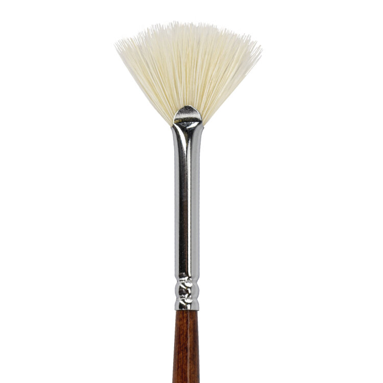 Кисть художественная профессиональная BRAUBERG ART CLASSIC, щетина, веерная, № 2, длинная ручка, 200742, 5 штук, 200742