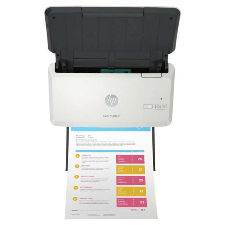 Сканер потоковый HP ScanJet Pro 2000 s2 А4, 35 стр./мин, 600x600, ДАПД, 6FW06A, 354771