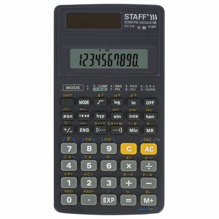 Калькулятор инженерный STAFF STF-310 (142х78 мм), 139 функций, 10+2 разрядов, двойное питание, 250279, 250279