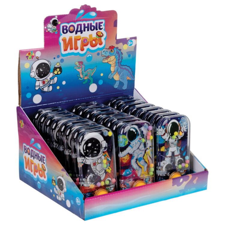 Водный тетрис мячики "Космос", 11,5х6х2 см, АССОРТИ 3 вида, дисплей, 1TOY, Т24407, 24 штук, 665630