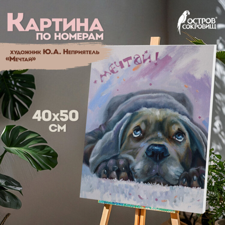 Картина по номерам 40х50 см, ОСТРОВ СОКРОВИЩ "Мечтай!", на подрамнике, акрил, кисти, 662904, 662904