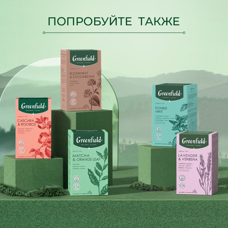 Чай GREENFIELD Natural Tisane "Lemongrass, Schisandra" травяной, 20 пирамидок по 1,8 г, 1753-08, 623247
