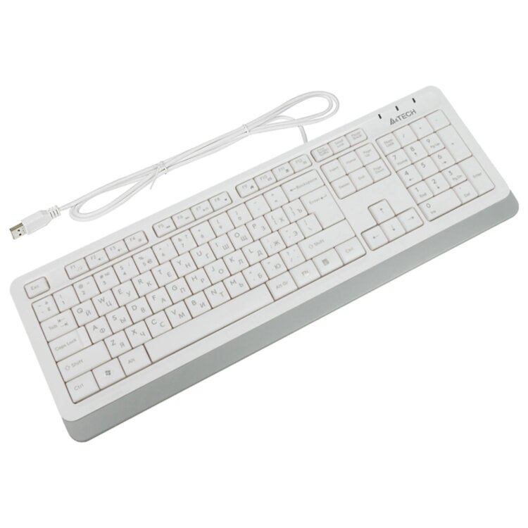 Клавиатура проводная A4TECH Fstyler FK10, USB, 104 кнопки, белая, 1147536, 513919