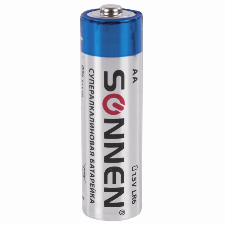 Батарейки КОМПЛЕКТ 4 шт., SONNEN Super Alkaline, АА (LR6,15А), алкалиновые, пальчиковые, блистер, 451094, 451094